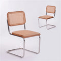 Wholesale Wooden Vintage Mid Century Armless Home Coffee Shop Restaurant Rattan Stainless Frame Dining Chair CNLF