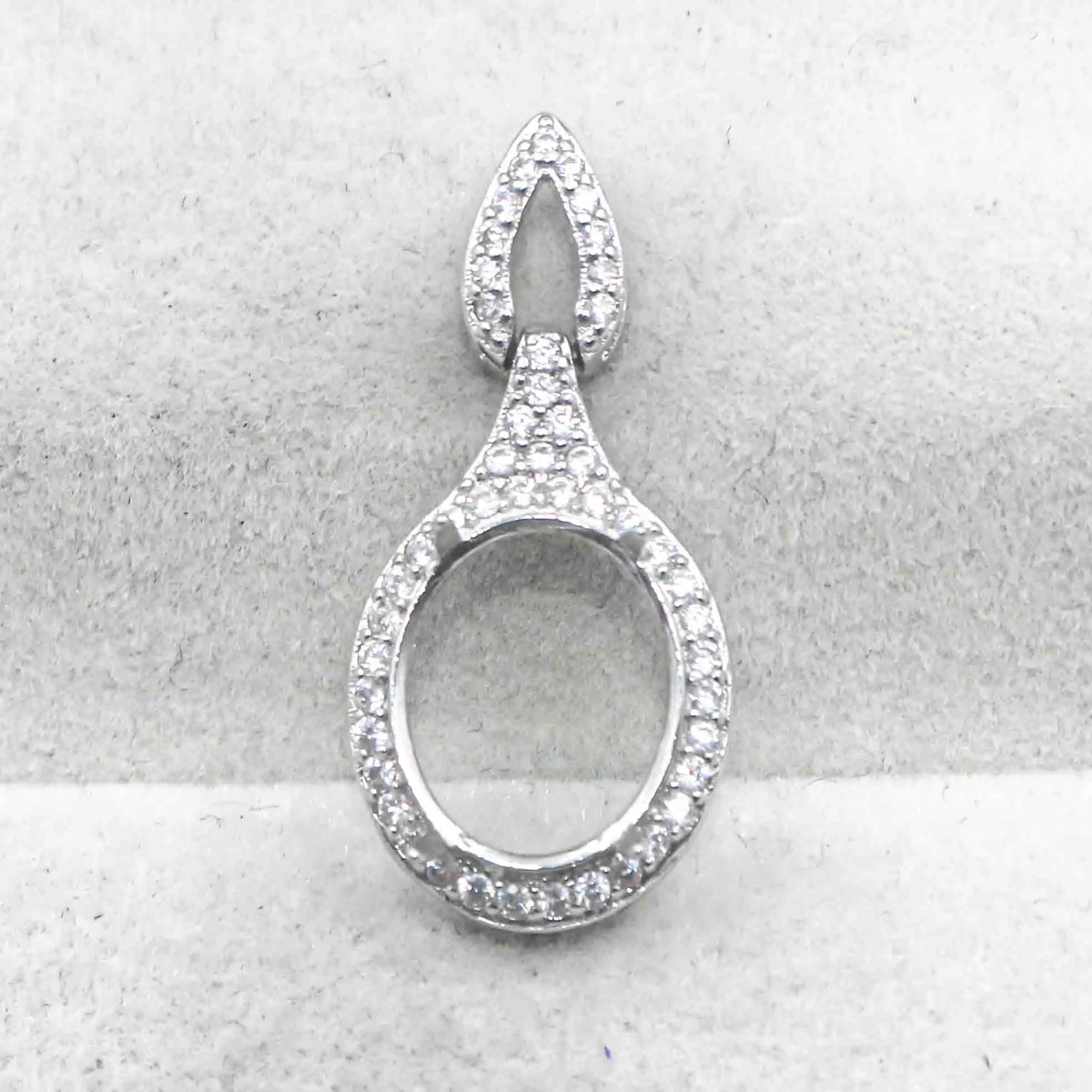 Sterling Silver 9*11mm Semi Mount Pendant Empty Frame Blank Support Setting S925 Base Holder Without Center Stone for DIY Inlay