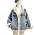 Women's Winter Parka Jacket Plaid Pattern Short Style Denim Jean Coat Featuring Fashionable Fake Fur Hood for Winter Weather