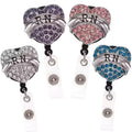 MedicalRN Retractable Nurse ID Badge Reel/Holder for Nurse Accessories Rhinestone Heart Shape