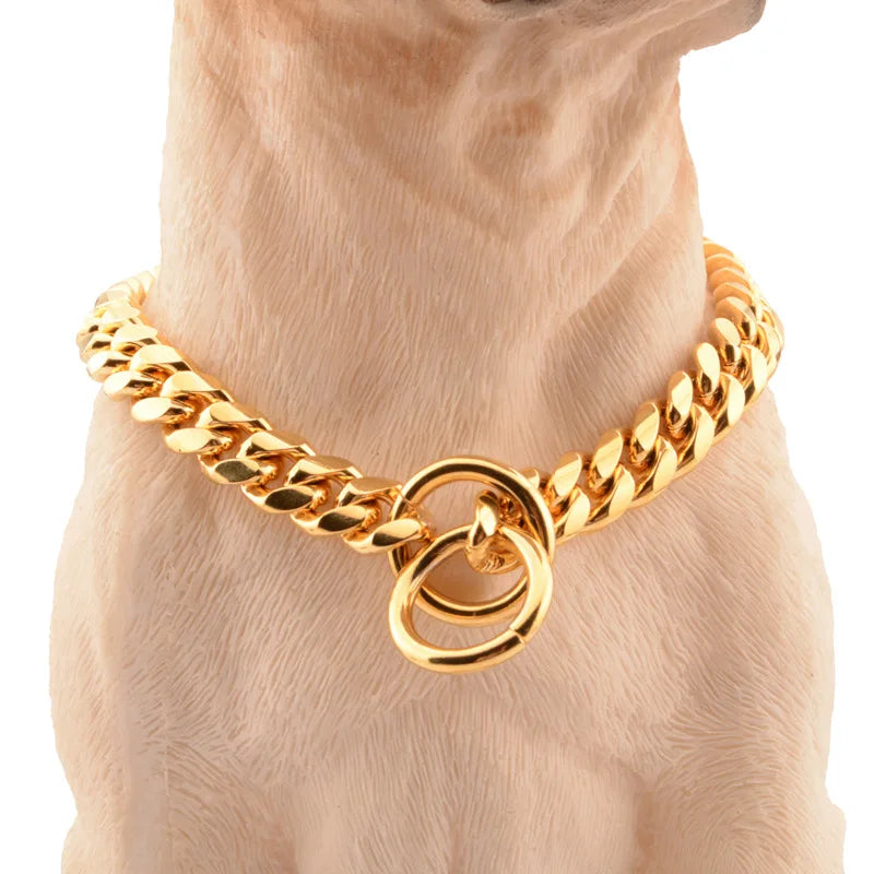 Real Gold Plated Stainless Steel 316 Didog Gold Dog Chain Collar