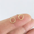 Minimalist Style Piercing Jewelry Real 14K Gold Filled Sparkle Circle Hollow Stud Earrings Waterproof Geometry Ear Accessories