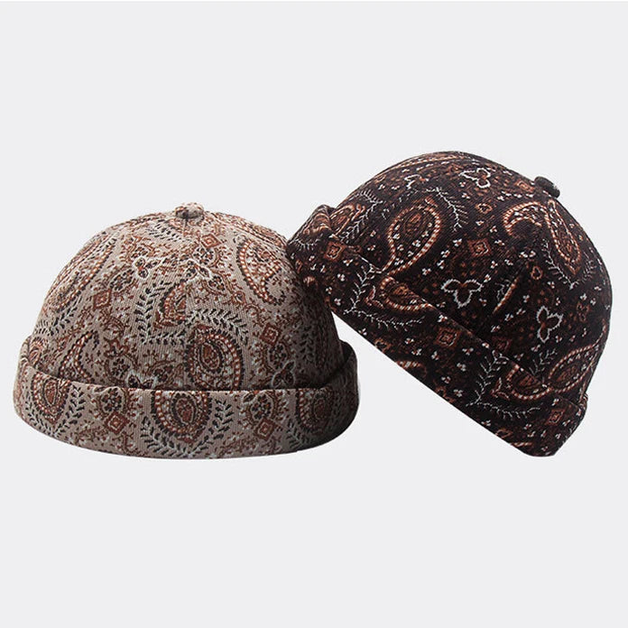 MIO Flower Pattern Skull Cap Winter Keep Warm Soft Touch Baseball Beanie Hat Brimless Rolled Cuff Men Women Fashion Docker Cap