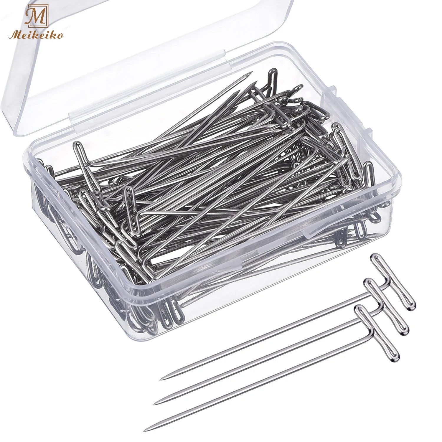 Meikeiko Wholesale T-PINS  for Wig on Foam Head Style T Pin Needle Brazilian Indian Mannequin Head Type Sewing Hair Salon