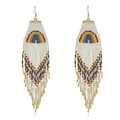 New Arrival Rainbow Chandelier Earrings Silver Drop Earrings With Diamond and Pearl Gold Plated Seed Bead Pendant Design EA1594