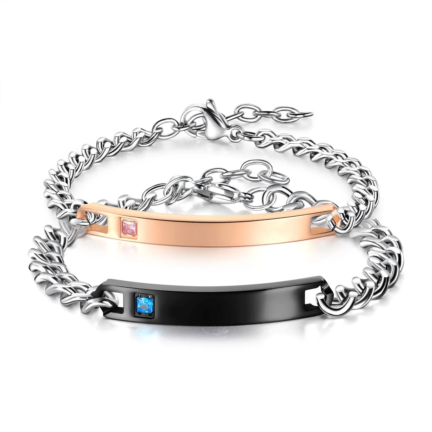 Personalization Custom Charm King Queen Crown Couple Bracelet Engraved Stainless Steel Bangle Bracelet