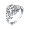 Vine 6925 Silver Petal Flower Ring Engagement Rings Jewelry Women
