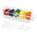 OWNSWING Large Ice Chilled Condiment Server with Lid Serving Tray Platter with Removable Dishes Ice Serving Trays for Parties