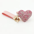 Personalize Handmade Pink PU Leather Luxury Rhinestone Heart Keychain
