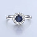 2024 New Design Round Natural Blue Sapphire 925 Sterling Silver Wedding CZ Diamond Wholesale Luxury Jewelry Rings for Women