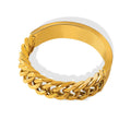 Custom Waterproof Stainless Steel  18K  Gold Plated Couple Cuban Ring Jewelry for Men Women