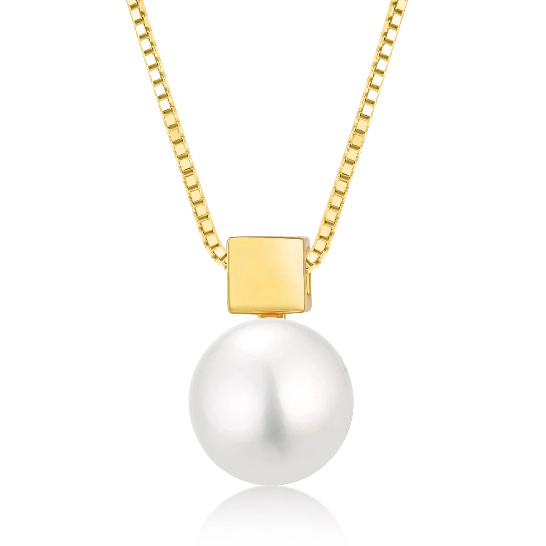 925 Sterling Silver 18K Gold Plated Freshwater Cultured Pearl Pendant Necklace Design For Wedding And Party Jewelry