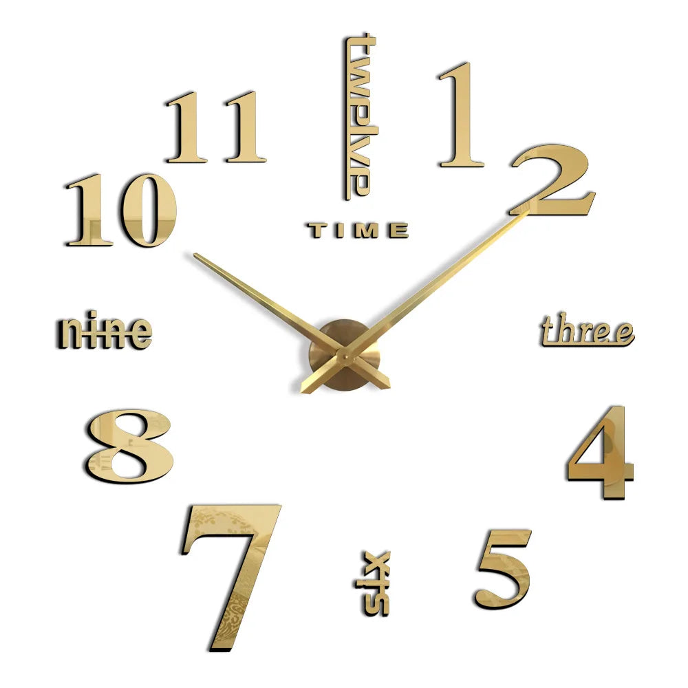 Wholesale Modern Design 3d Diy Mirror Frameless Wall Sticker Clock Decor