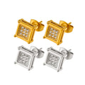 YF6309 New Summer 18k Gold Plated Jewelry Stainless Steel Square Design Zircon Women Hypoallergenic Earrings