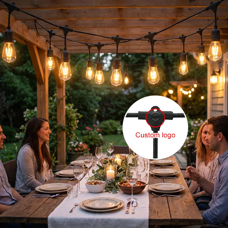 14.4m 15 Vintage Copper LED Warm White Cafe Garden Wedding Party Holiday Festoon String Lights IP65 Waterproof CE Certified