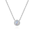 18K White Gold/Rose Gold Plated 925 Sterling Silver Classic 8mm round Opal Necklace Trendy Women's Wedding and Party Accessory