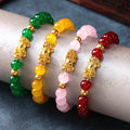 2023 New Faux Agate Wealth Bracelet Sand Gold Colored Transfer Beads Bracelet Gold Pixiu Bracelet for Women Gift