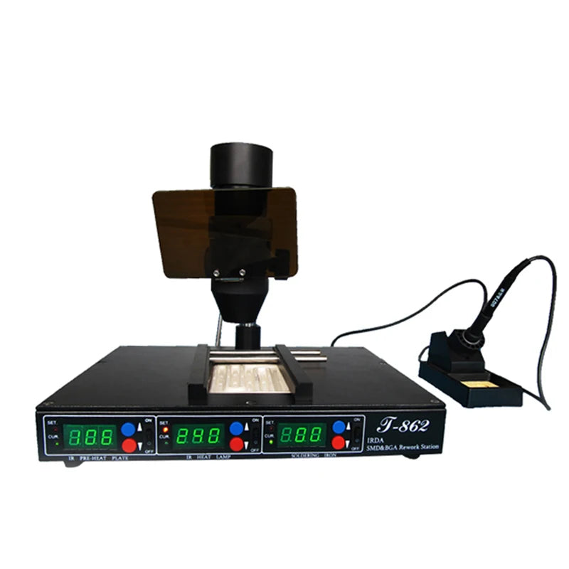 SMD T-862 Infrared 3 in 1 BGA Rework Station with Electric Iron Phone Laptop Components Desoldering and Welding Machine
