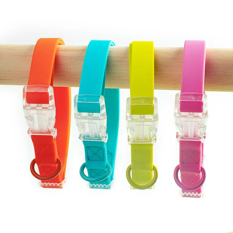 Macaron Color Waterproof Dog Leash Collar Set Rubber Washable Soft Adjustable PVC Dog Collar