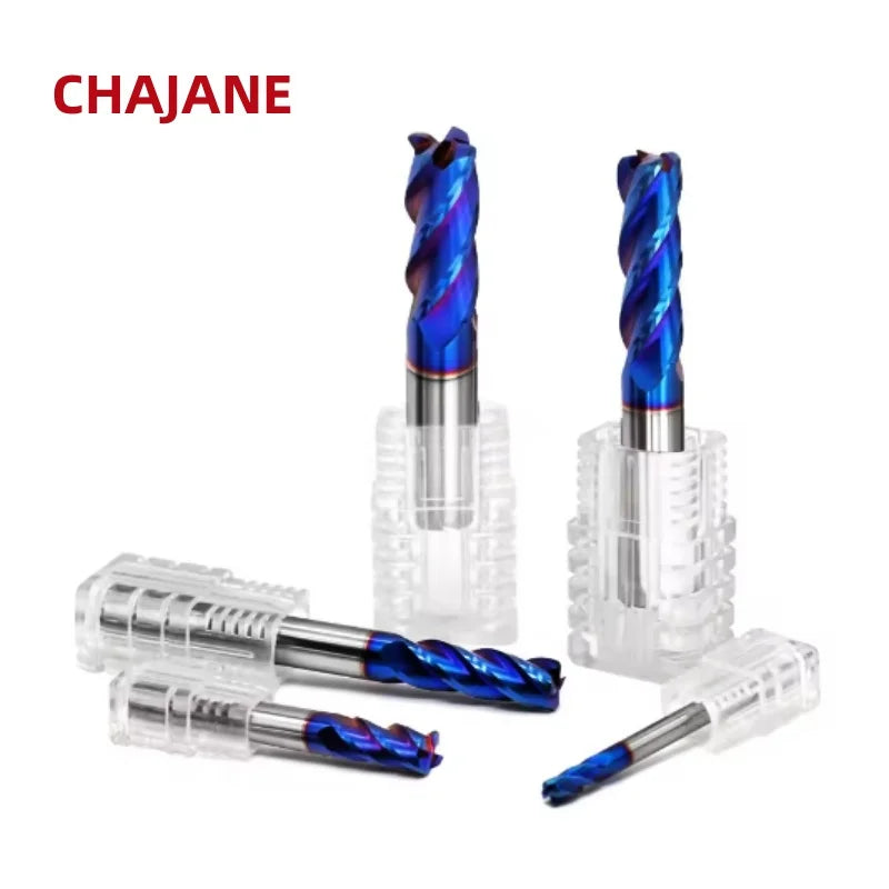 HRC55 4-Flute Long Life Carbide End Mill - AlTiN Coated CNC Router Machine Bit for Metal Processing RoHS