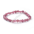 Natural Tumbled Rainbow Pink Tourmaline Beaded Bracelets Healing Crystal Gemstone Nugget Bracelet for Women Mens Girls 5-8mm