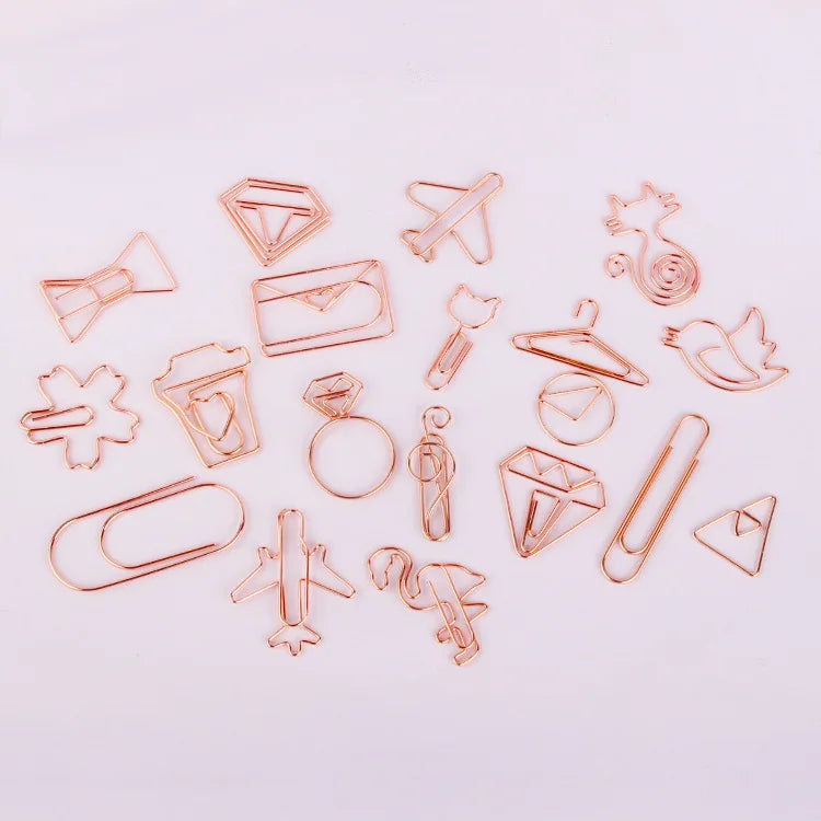 Creative Rose Gold Paper Clip Set Cute Bookmarklet Special Shape Office School