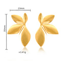 European American Popular Stainless Steel Fashionable Leaf Petal Stud Earrings Non-fading Gold Plated 18K Women