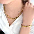 New in Cable Link Chain Necklace Jewelry 18k Real Gold Plaetd Necklace Hand Make Bracelets Chains Jewelry