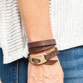 SC Personalized Custom Engrave Words Bracelets Men Fashion Retro Handmade Multi-layer Brown Leather Wrap Bracelet Women