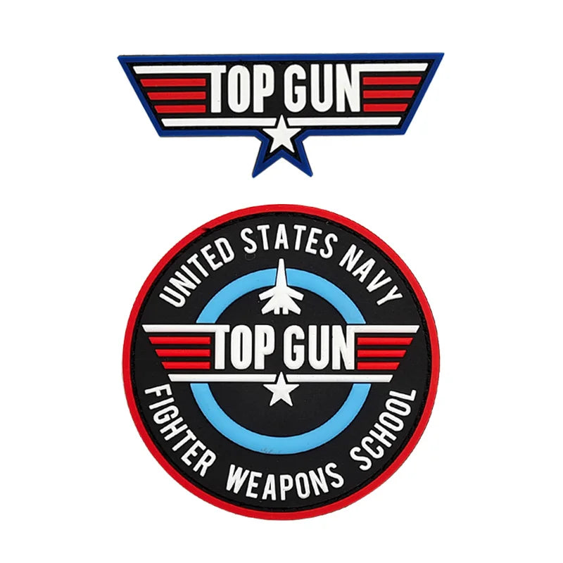 Top Gun Soft Rubber Pvc 3D Patch With Hook Badge Aircraft Patches