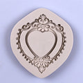 D-0204 Retro heart-shaped mirror frame Fondant turning silica gel mold chocolate biscuit mold DIY cake baking tool