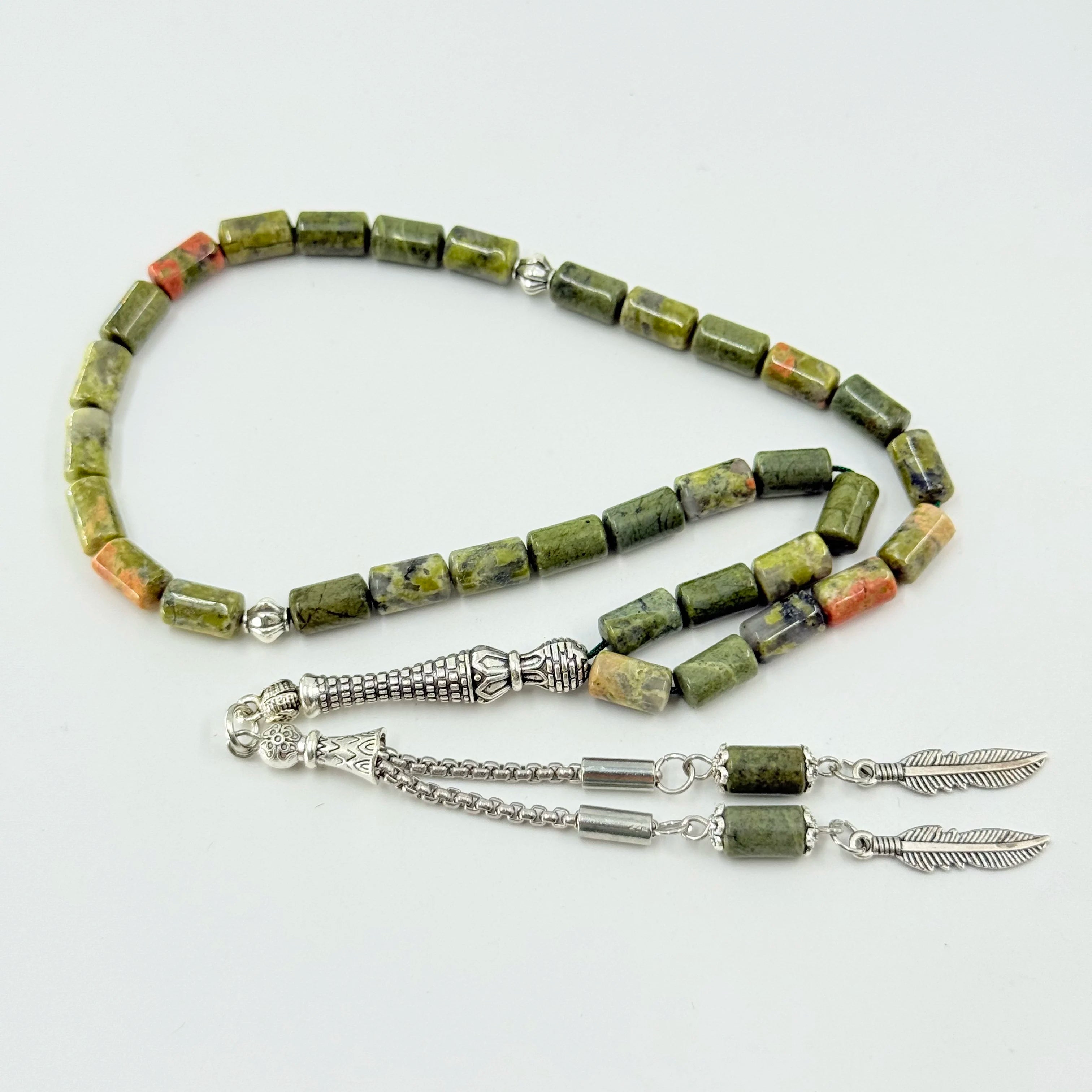 Muslim Prayer Bead Bracelet 8 * 12mm 33pcs Floral Green Beads Islamic Swimming Pool Misbaha Praising Allah Tisbiha Rosary