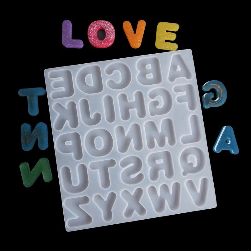Alphabet DIY Keychain Earring Pendant Mold Epoxy Resin Silicone Letter Number Mould for Jewelry Crafts & Cake Tools Casting Mold