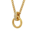 New Fashion Unique Design Trendy Gold Plated Stainless Steel CZ Hoop Pendant Choker Necklace for Women Girl Gift P512