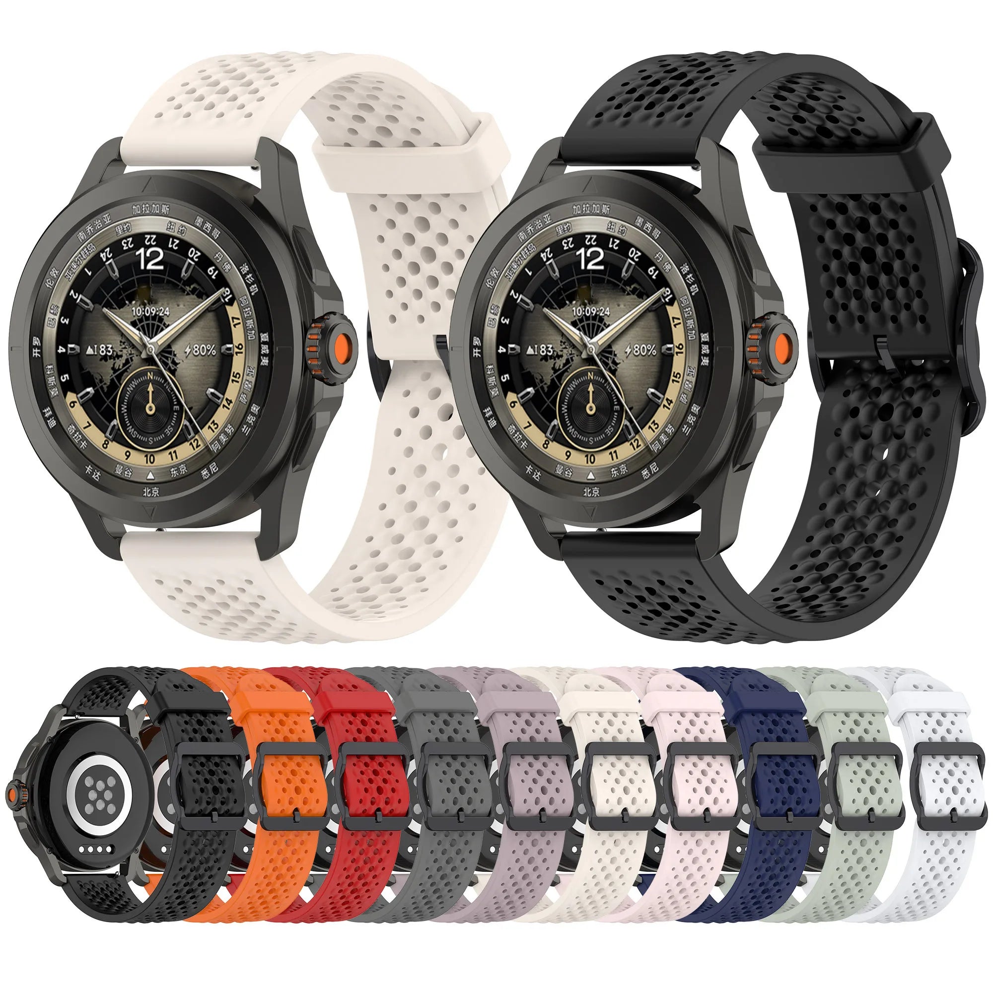 IVANHOE 20MM 22MM Universal Liquid Silicone Watch Strap for xiaomi Watch S4 Sport Breathable Hole Band for Watch 2 2pro S1 S2 S3