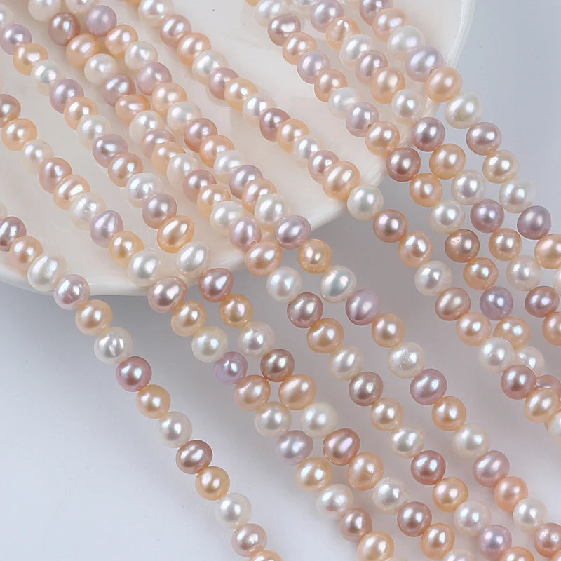 Zhuji 4-5mm Natural Freshwater Near Round Good Luster Pearls White Pink Purple Stand for Pearl Jewelry Necklace