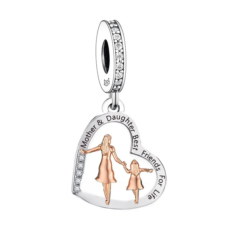 Fit Original Brand Charm Bracelet 925 Sterling Silver Mother and Daughter Best Friends for Life Bead for Women Jewelry Making