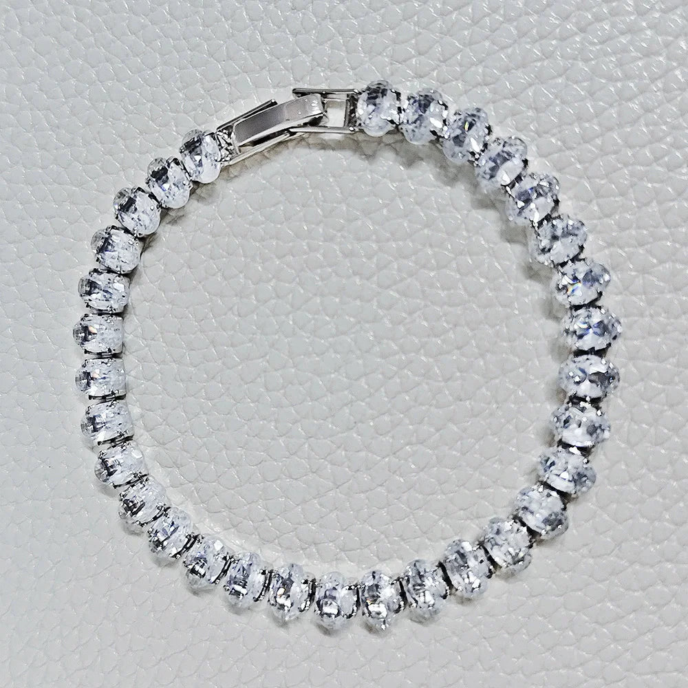 Luxury Jewelry Handmade Zircon Iced Out Bracelet Brass Shiny Tennis Chain Cubic Zirconia Bracelet for Women