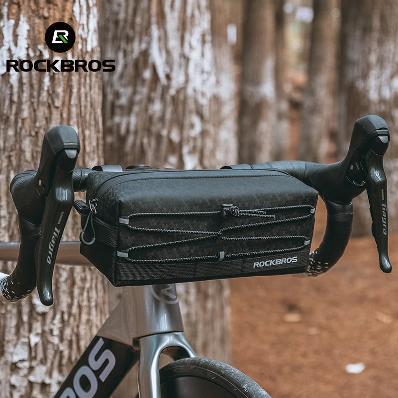 ROCKBROS Bicycle Bag Handlebar Shoulder Bicycle Storage 2L Capacity with Rubber Strap Packs for MTB Bike Front Handlebar Bag