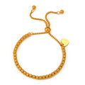 High Quality 18K Gold Plated Stainless Steel Women's Fashion Beaded Bracelet Adjustable Length Logo Name Plate Ball Shape Gift