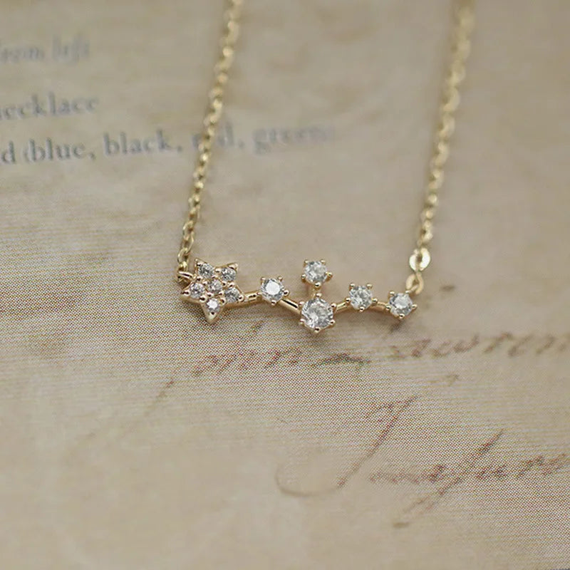 Korean INS Fashion Pure 925 Sterling Silver Clavicle Chain Shiny Zircon Star Shaped Pendant Necklace for Women Jewelry