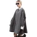 Manufacturer's Straight Hair Design Retro Contrasting Color Loose Oversized Long Sleeved Jacket