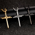 HelloWorld Men Jewelry Stainless Steel Nail Rope Cross Pendant Necklace