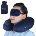 Portable Disassemblable Travel Pillow U-Shape Inflatable Neck Pillow Eye Mask Earplugs Washable Polyester for Airplane Travel
