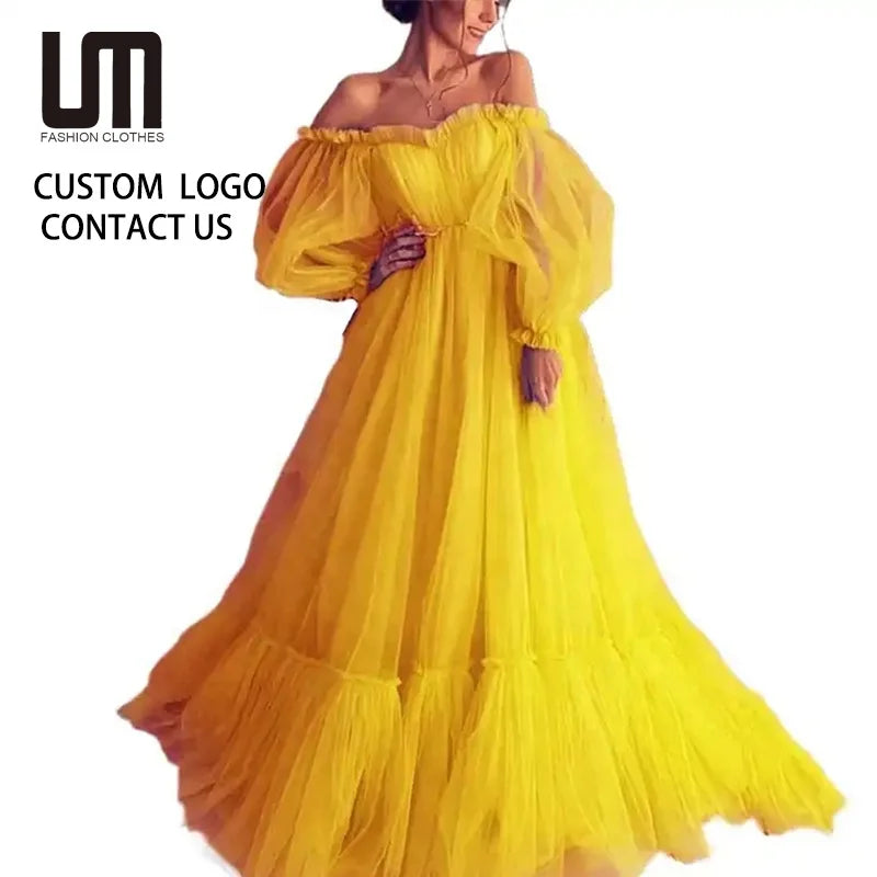 Liu Ming Luxury Autumn Trending Elegant Women Off Shoulder Bridal Classic Lace Floor Length Cocktail Party Evening Dresses