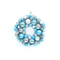 Glossy Shiny Ball Xmas Wreath Blue Silver Theme Tinsel Garland Door Hanging Christmas Decor