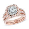 Abiding Fine Jewelry Rose Gold Plated 5MM Square Cut Cubic Zirconia 925 Silver Statement Engagement Wedding Rings for Women