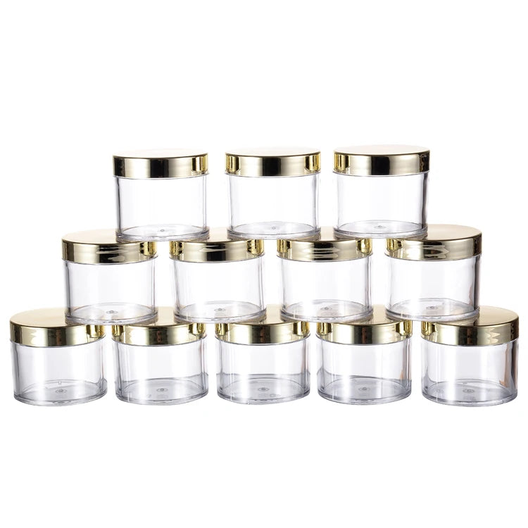 Wholesale 2oz 60g PS Powder Jar Container Body Cream Jar Cosmetic Jars with Golden Cap for Nail Art Powder Lip Balm Body Scrub