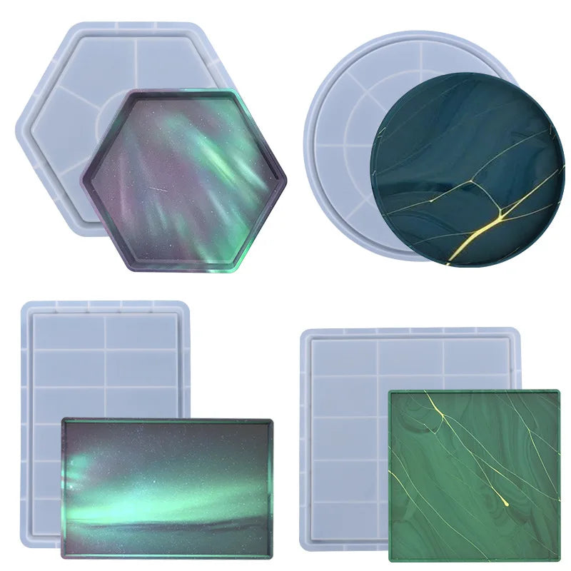 C-0362 DIY Jewelry Holder Rectangle Rolling Resin Tray Molds Large Rolling Tray Molds for Epoxy Resin Serving Tray Resin Molds