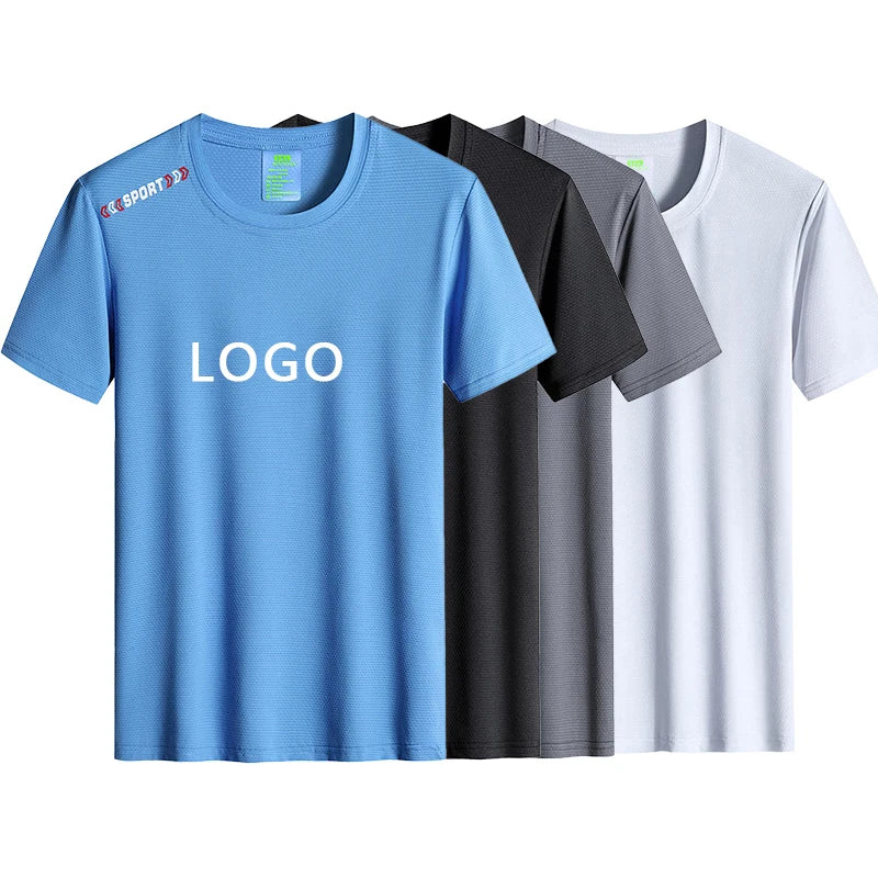 Factory Price Label Private Plus Size Summer Ice Silk Men's Quick Dry Gym Short Sleeved White T-shirt Custom Print for